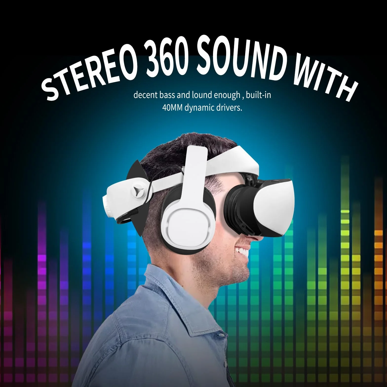 Globular Cluster PH2 Stereo VR Headphones for PS VR 2 - Clip On Design with Cable Router, 75mm x 90mm Earmuffs White