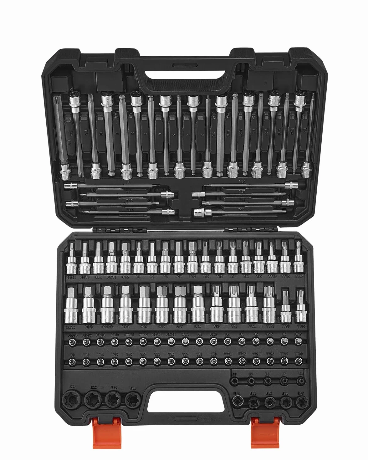 VEVOR Zestaw nasadek SAE i metrycznych, zewnętrzne sześciokątne/torx/torx, stal stopowa S2 i stal Cr-V, przyłącza 0,63/0,95/1,27 cm z ulepszoną torbą do przechowywania, użycie ręczne