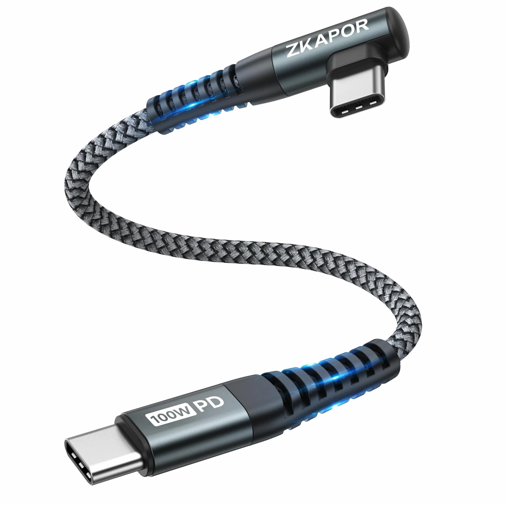 Kabel USB-C na USB-C 100 W 90° 30 cm do iPhone 15 Pro Max Samsung Galaxy S23 iPad Pro Huawei P40 Mate 60
