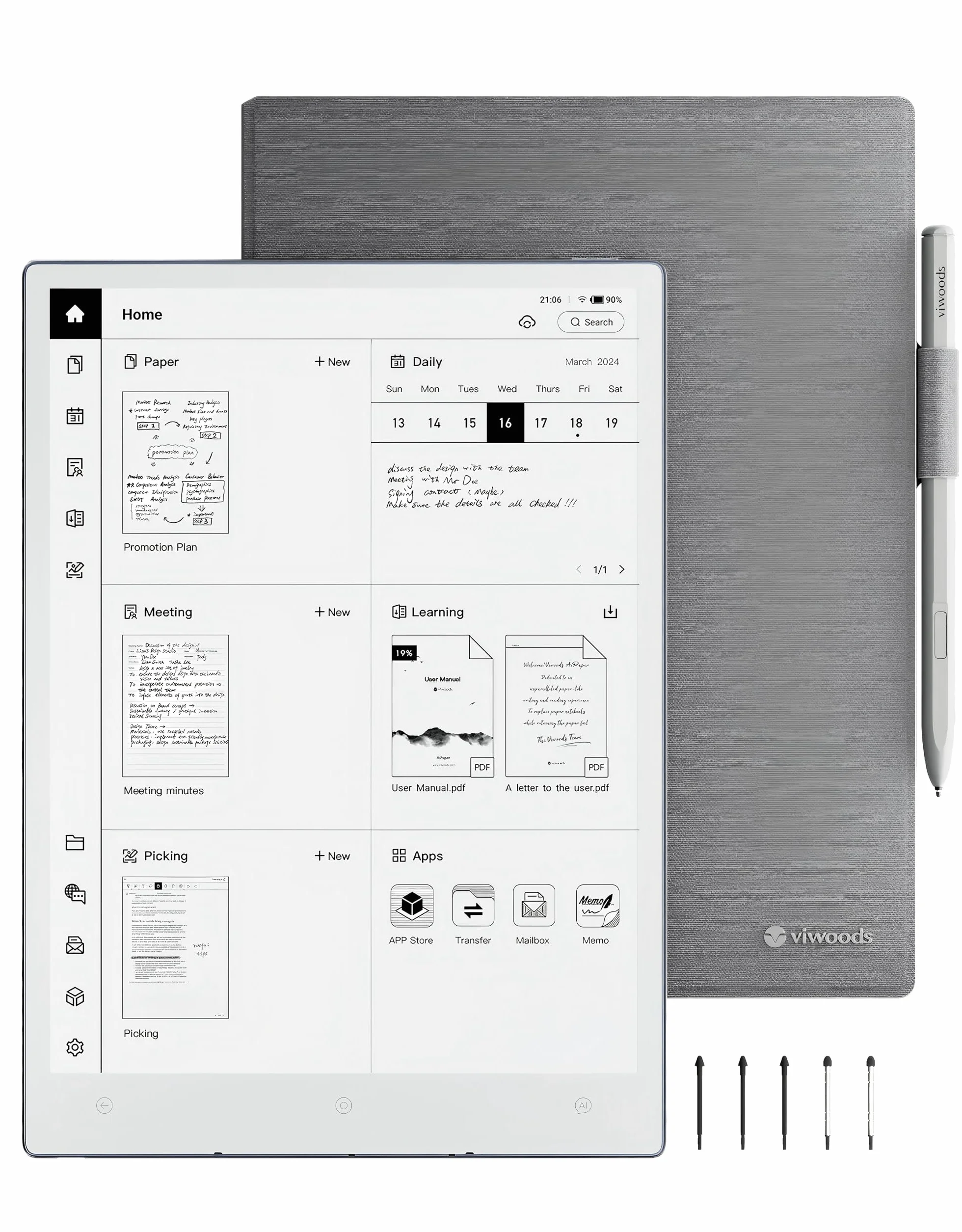 VIWOODS Carta 1300 AI E Ink Tablet 10.65'' 300PPI Elektroniczny Notatnik z Długopisem