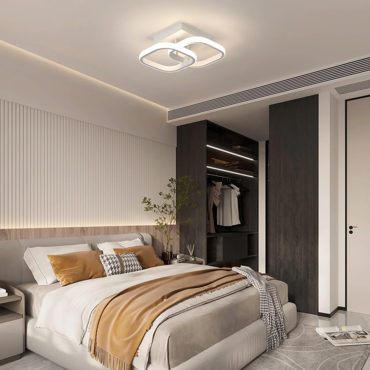 Comely Zestaw 2 nowoczesnych lamp sufitowych LED, 24 W, 1900 lm, mała kwadratowa lampa sufitowa LED, do sypialni, salonu, korytarza, balkonu, naturalnego światła 4500 K, białe 24 cm