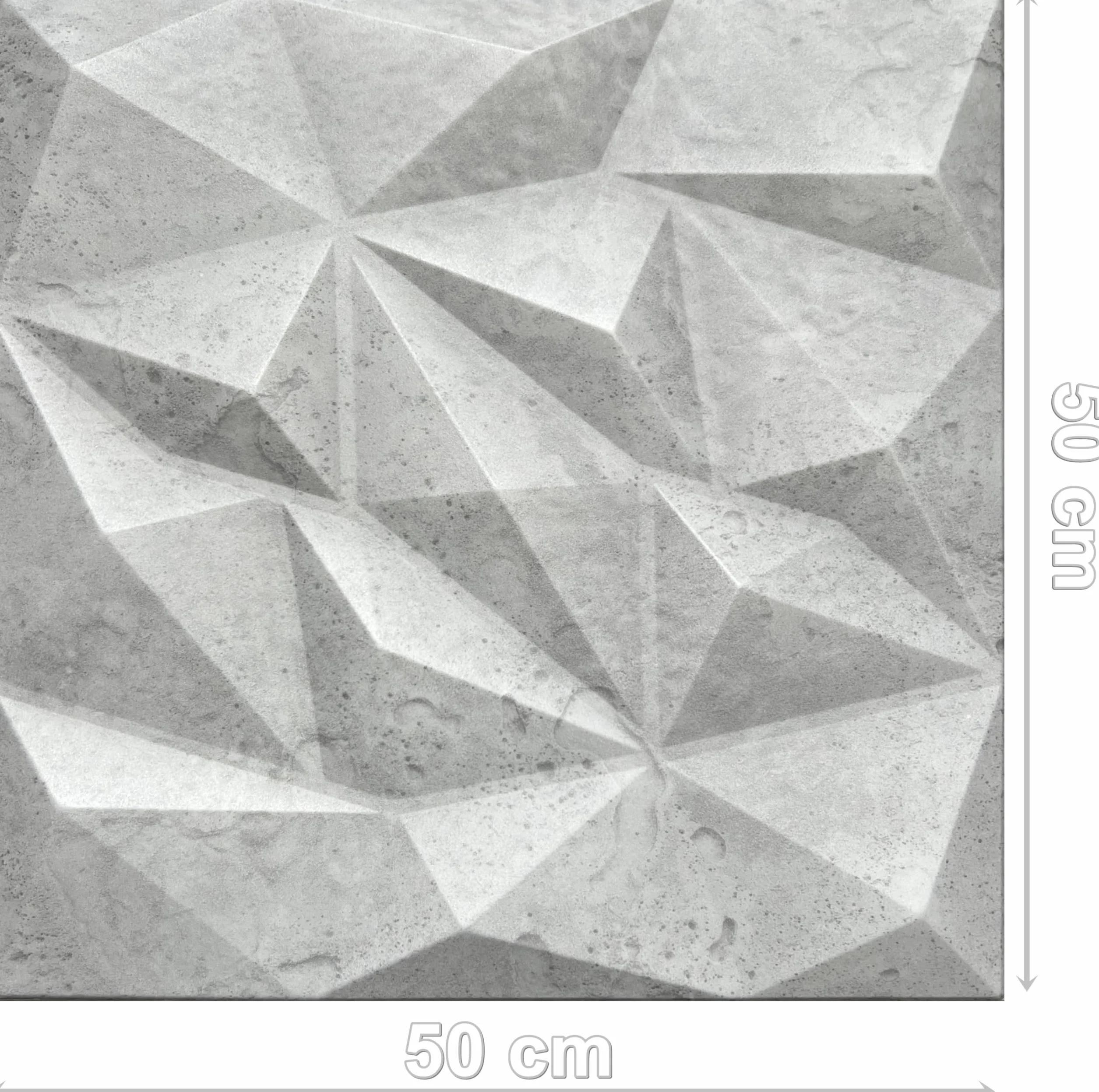 Deccart - Panele ścienne 3D 50x50 cm - okładziny ścienne dekoracyjne, okładziny sufitowe, płyty styropianowe, EPS-polistyren, Brylant, 2 m², 8 sztuk, wygląd betonu