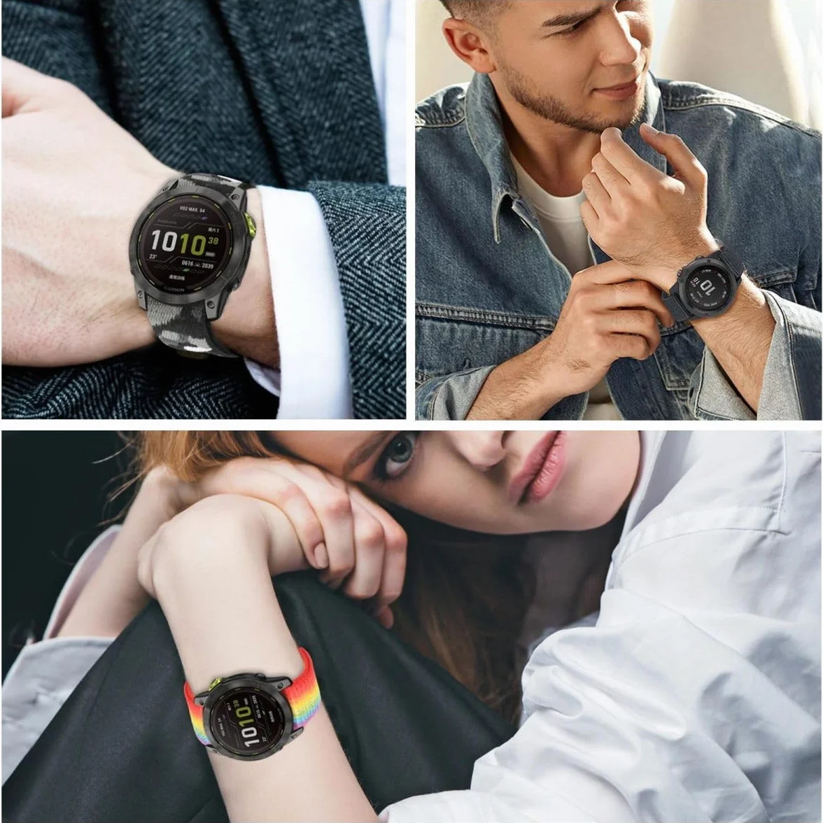 Nylonowy pasek 22 mm do zegarka Garmin Fenix 7/7Pro/Sapphire Solar/Fenix 8/E/5/5 Plus/6 Pro Sapphire GPS/Quatix 5/7 Pro/8/Tactix/Ddescent G1 Solar Letel/G2, QuickFit zapasowy pasek do