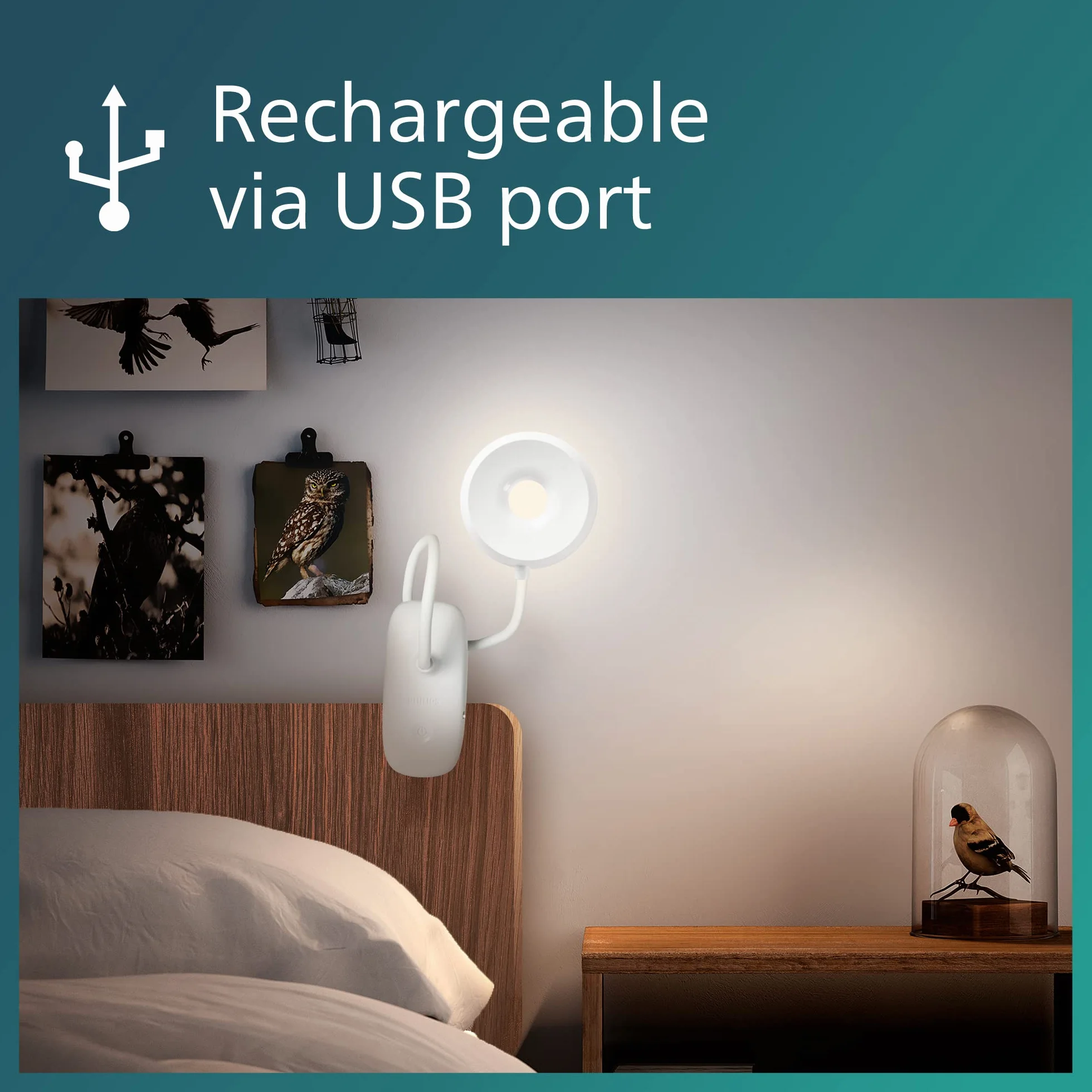 Philips Donutclip Lampa na Biurko, Biały, 15 cm