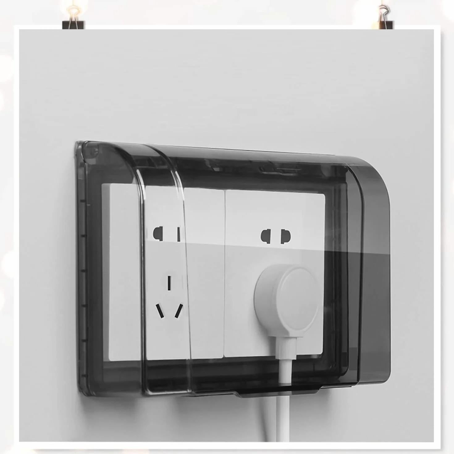 Osłona gniazdka, przełącznika, 86 Flip Outlet, wodoszczelna, przełącznik ścienny, 2-krotne przełączanie, do łazienki, domu, na zewnątrz, czarna, przezroczysta
