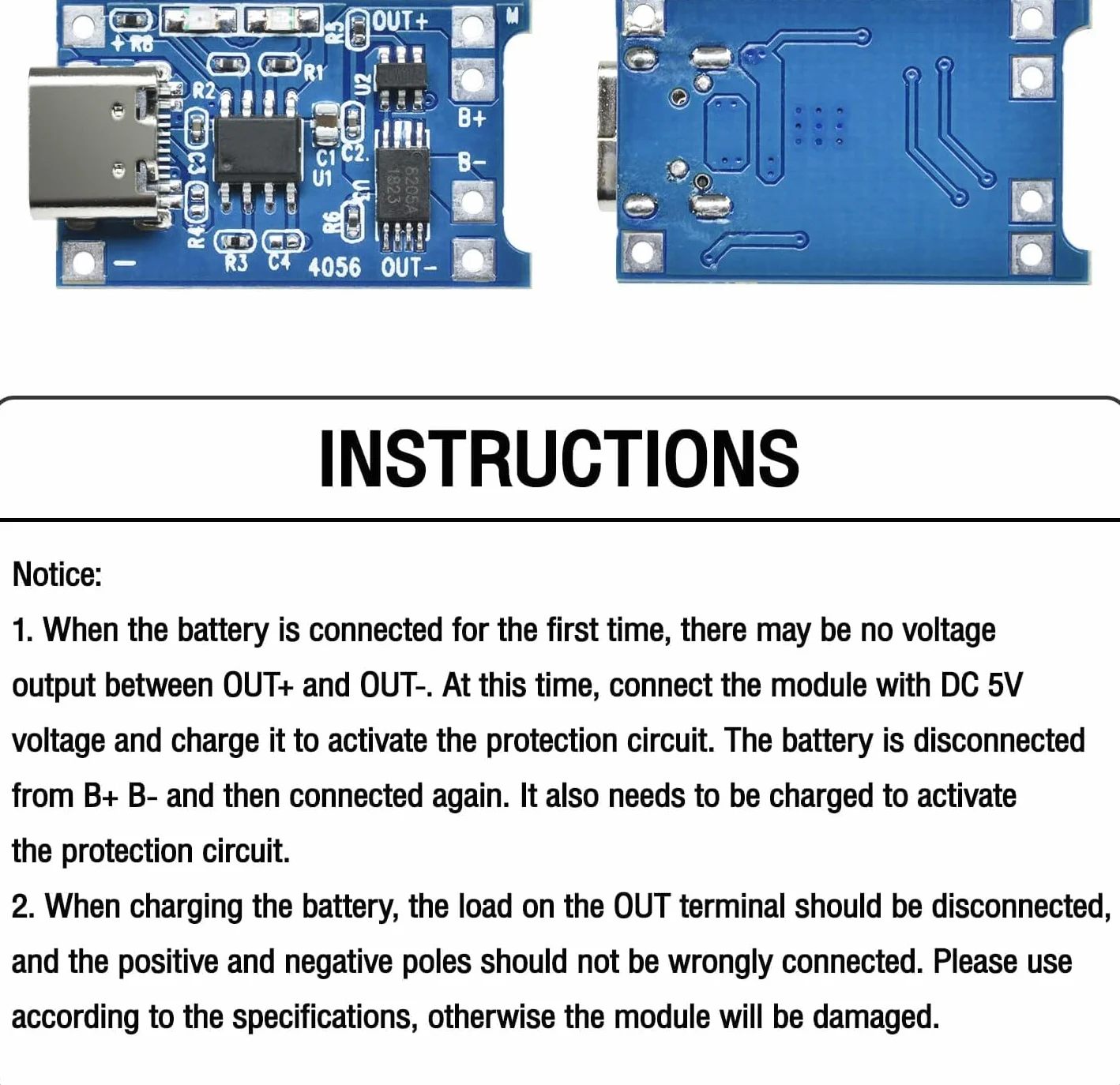 Aideepen TC4056 USB-C 5V 1A litowa ładowarka moduł z podwójną ochroną 20 sztuk