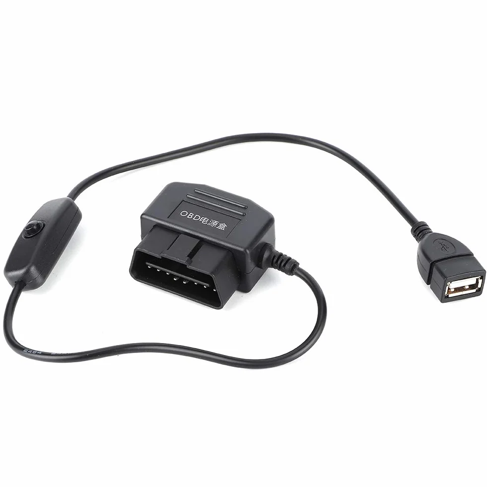 Qiilu USB Power Charging Cable, 2 USB Power Charging Cable 18,7 cala 16-pinowa ładowarka do samochodowego DVR GPS Camera