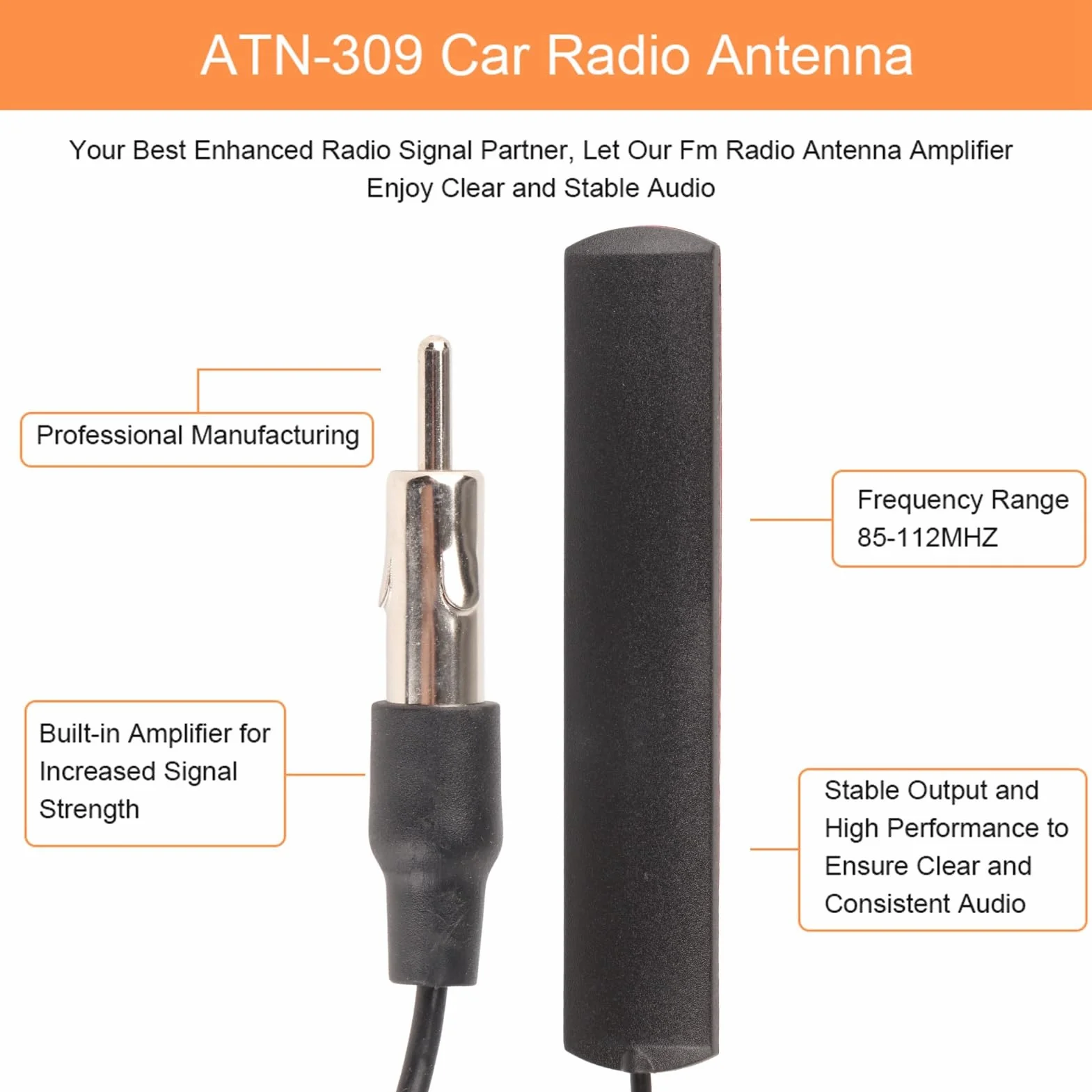 Uniwersalna antena FM do radia samochodowego kabel 5 m