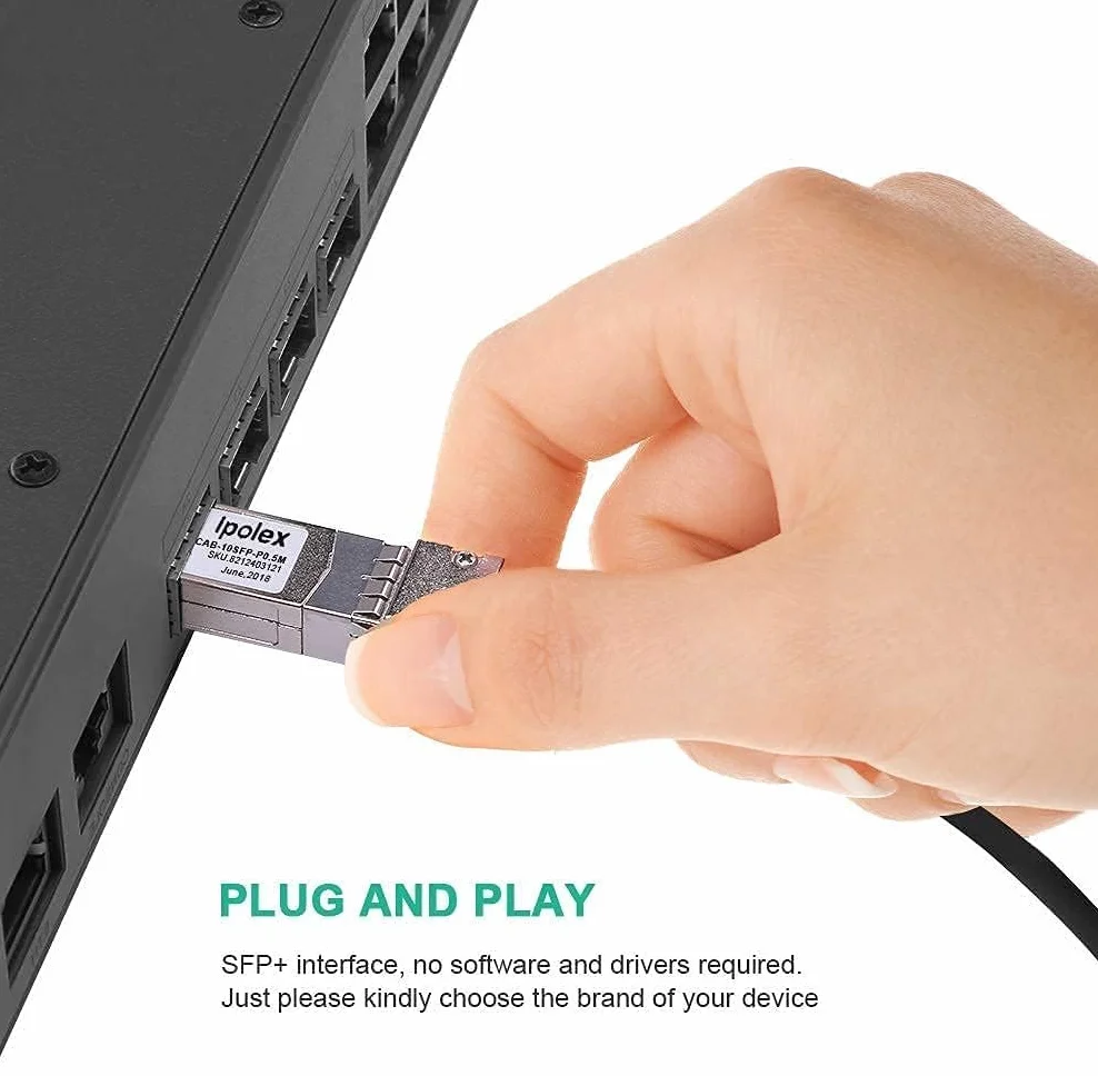 ipolex Kabel SFP+ DAC 0,3 m 10 Gb/s pasywne miedziany Twinax do Cisco Ubiquiti D-Link
