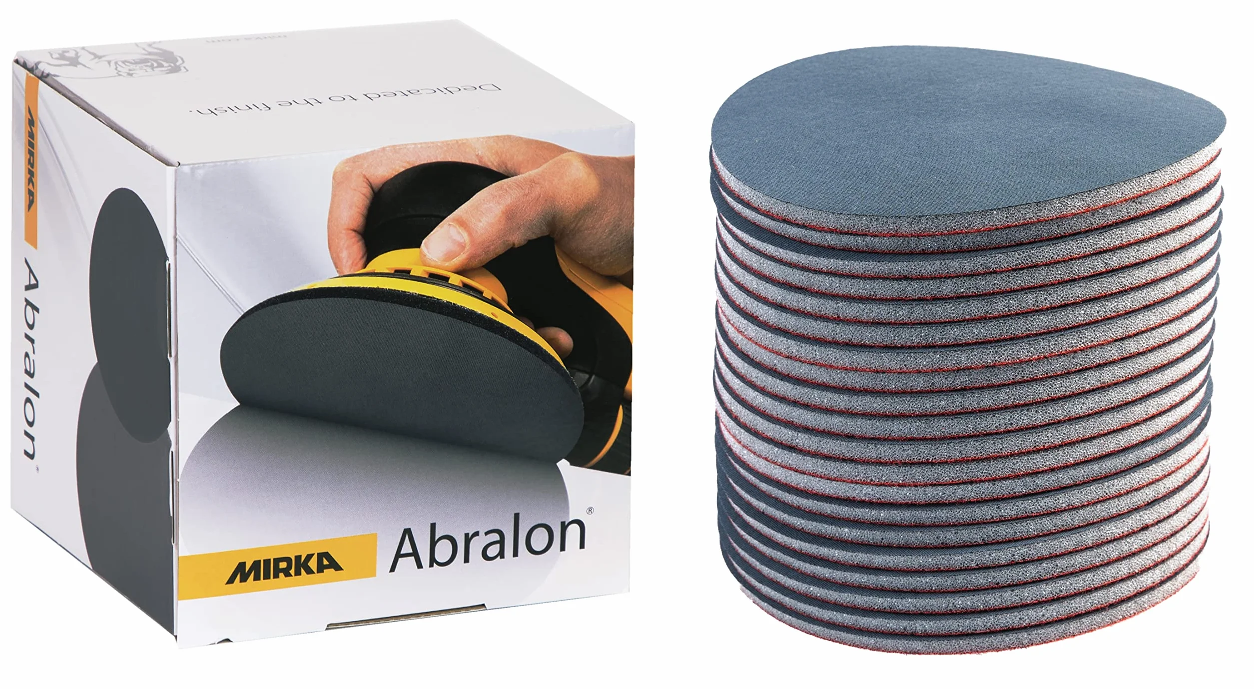 Mirka Abralon papier ścierny rzep 150 mm 500 ziarno 20 szt | Ściernica polerska Mirka Abralon 150 mm rzep 500 ziarno do lakieru drewna tworzyw sztucznych 20 sztuk w opakowaniu
