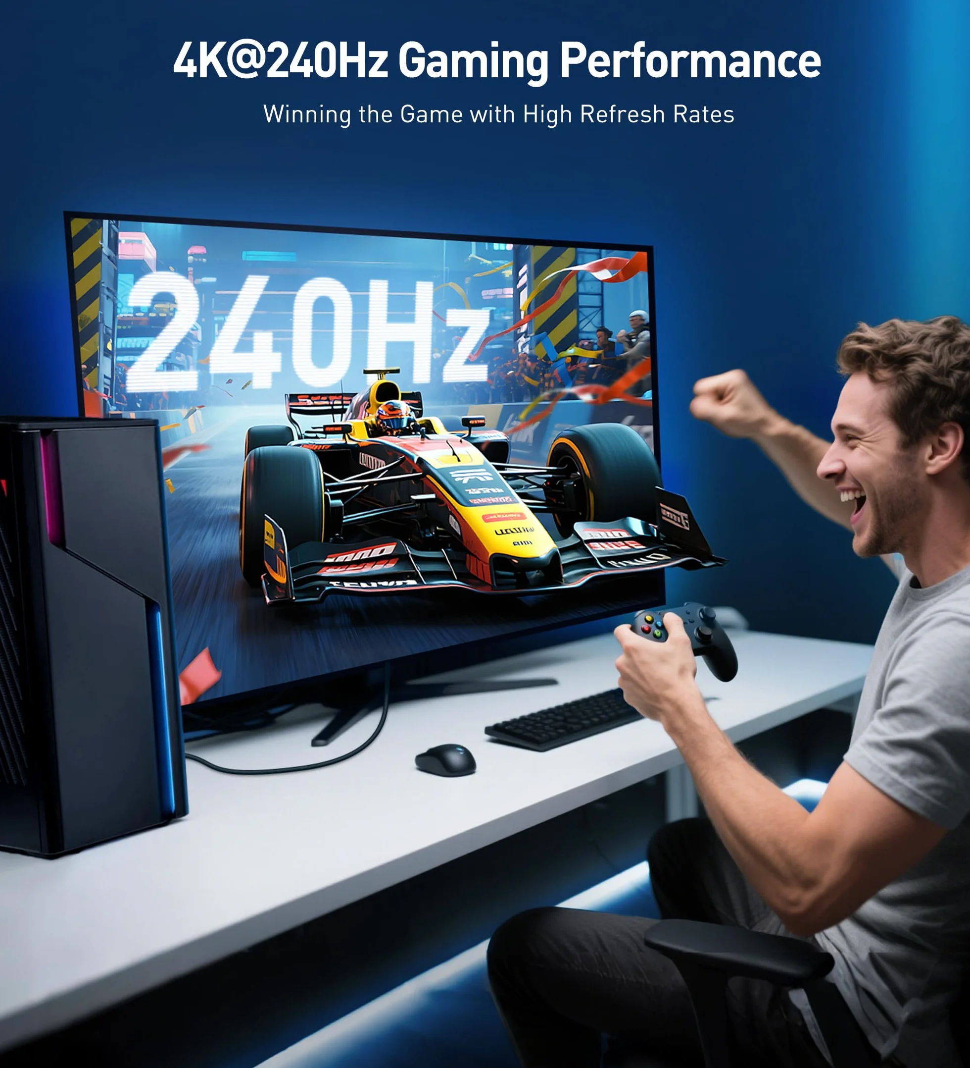 Kabel DisplayPort 2.1 2 m 40 Gb/s DP40 8K 120Hz 4K 144Hz Czarny FreeSync G-SYNC HDR