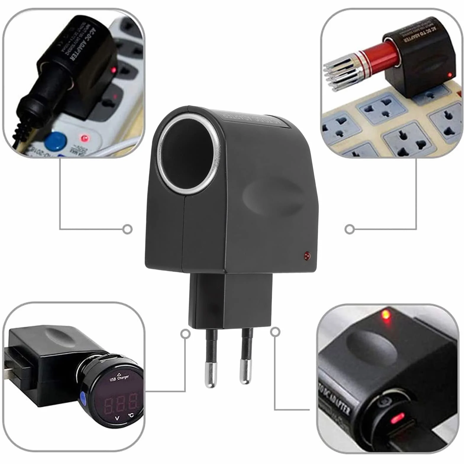 Uniwersalny Konwerter AC na DC 1500mA 1.5A 240V AC do 12V DC Adapter Gniazda Zapalniczki Samochodowej