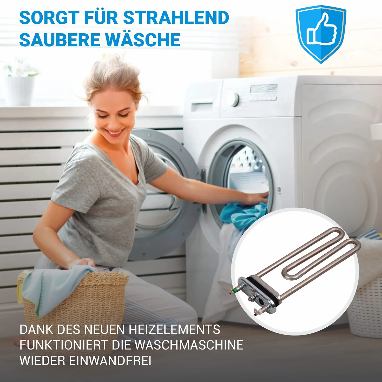 VIOKS Element grzewczy 2000W 230V Zamiennik dla grzałki do pralki Bosch 12024403 & IRCA 6099749R - Grzałka do pralki Bosch Neff Siemens