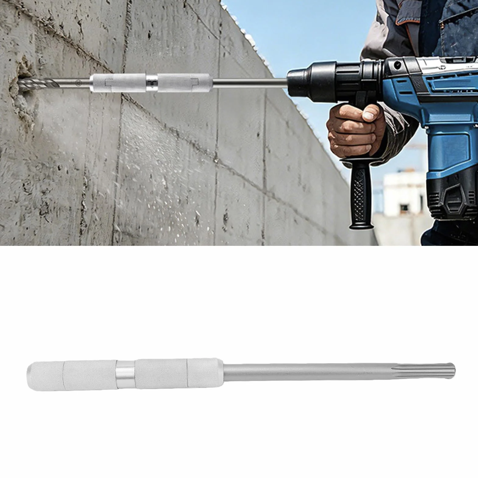 Zunate Adapter SDS Max z Wałem Przedłużającym 12,6 Cala do Młota Udarowo-obrotowego, Narzędzie do Przedłużania Dłuta Wiertła ze Stali Wysokowęglowej, Kompatybilne z Elektronarzędziami SDS Max