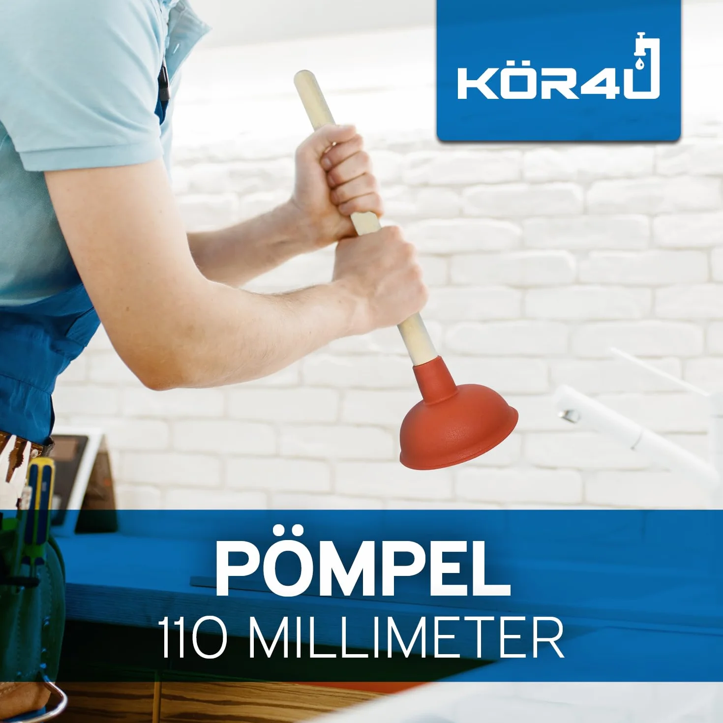 kör4u Przepychacz 110 mm optymalnie nadaje się do toalety, łazienki, kuchni, prysznica i toalety, o dużej mocy ssania