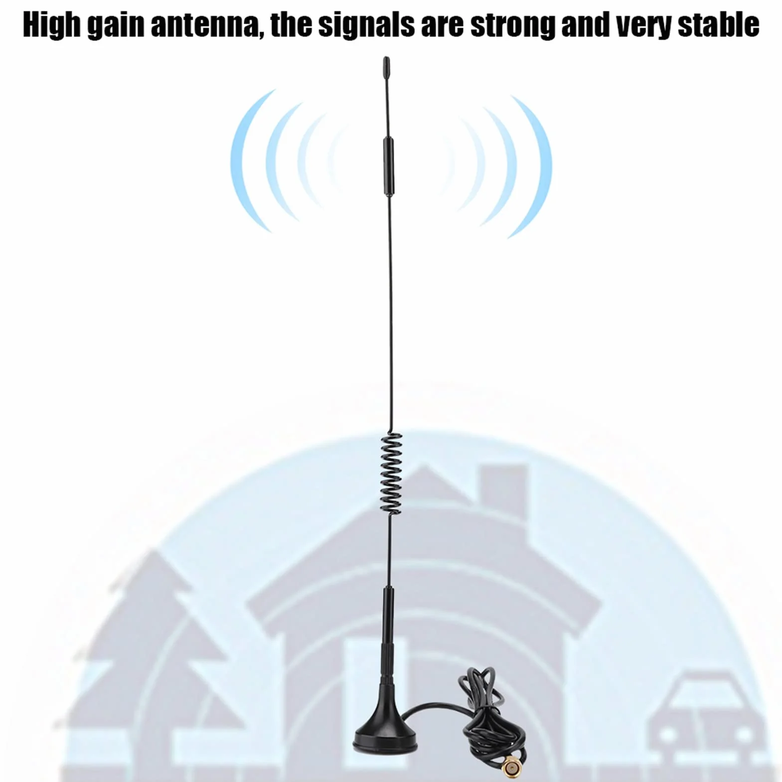 Antena 433 MHz 10 DBi o Dużym Wzmocnieniu, 31 Cm, Wtyk SMA dla Modułu 433 MHz, Magnetyczna Antena Ssąca z Kablem z Czystej Miedzi 174 i dużą stabilnością Sygnału