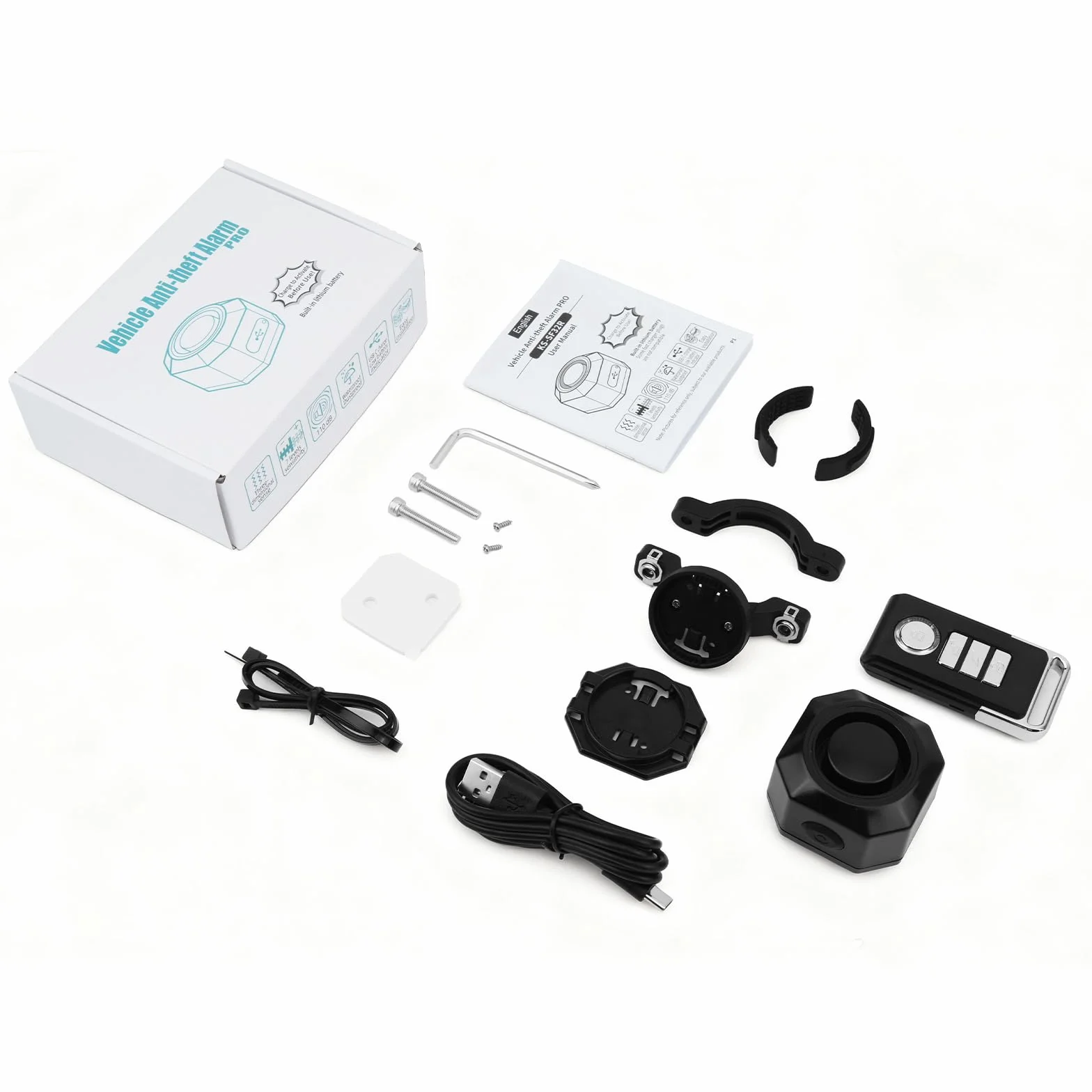Cruxer Alarm rowerowy z uchwytem, ładowany przez USB, bezprzewodowy alarm wibracyjny antykradzieżowy, głośność i czułość 110 dB, regulowany czujnik, system włamaniowy z pilotem do mobilności motocykla, skutera przyczepy kempingowej