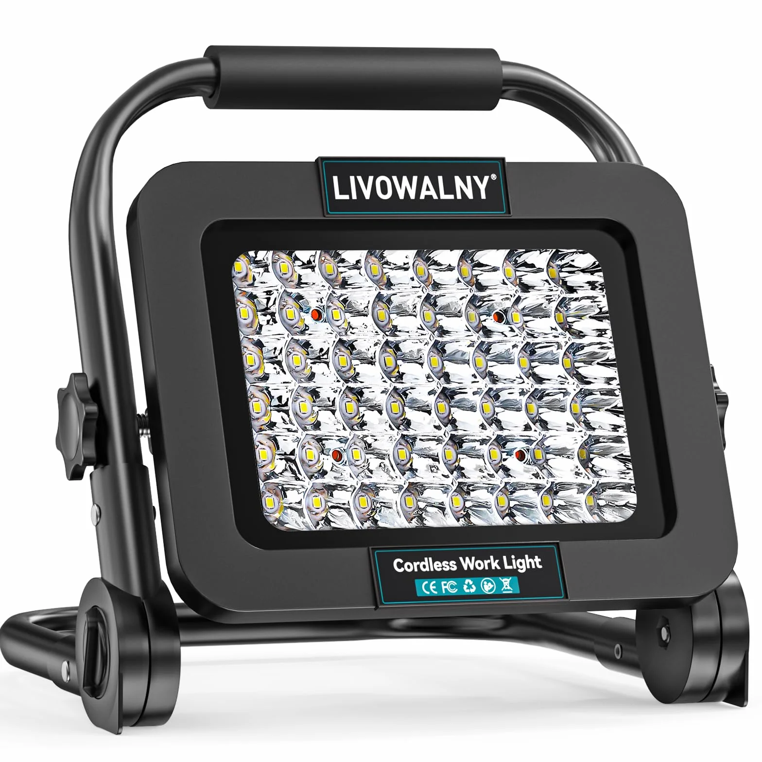 LIVOWALNY Reflektor budowlany LED do Makita, 18 V, 40 W, 4000 lm, przenośny, bezprzewodowy reflektor LED z 2 trybami jasności, do garażu, na kemping i plac budowy (bez baterii)