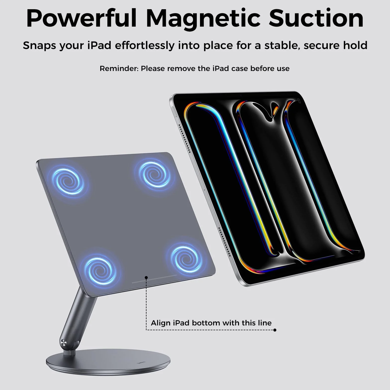 BENKS Magnetyczny stojak na iPad Pro 11" (M5 2025/M4 2024), regulowany obrotowy 360°, składany aluminiowy uchwyt biurkowy