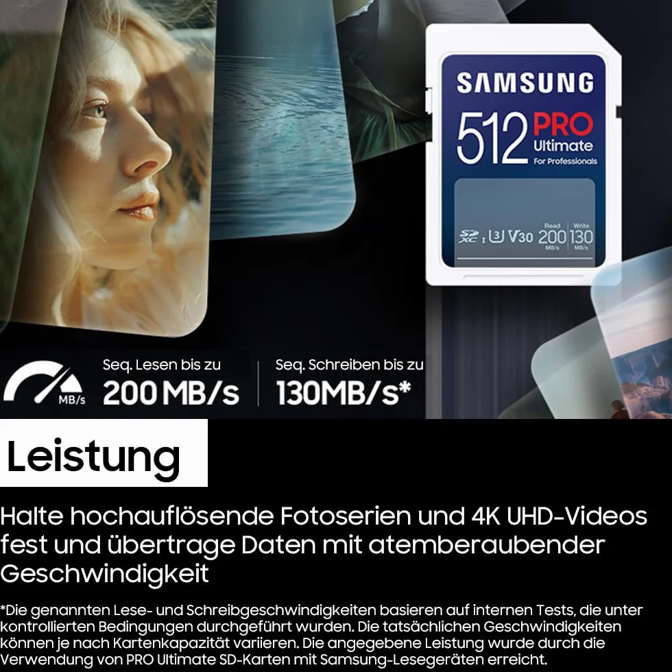Samsung Karta SD PRO Ultimate 256 GB, UHS-I U3, Full HD i 4K UHD, odczyt 200 MB/s, zapis 130 MB/s, karta pamięci do smartfona, drona lub kamery, w zestawie czytnik kart USB, MB-SY256SB/WW