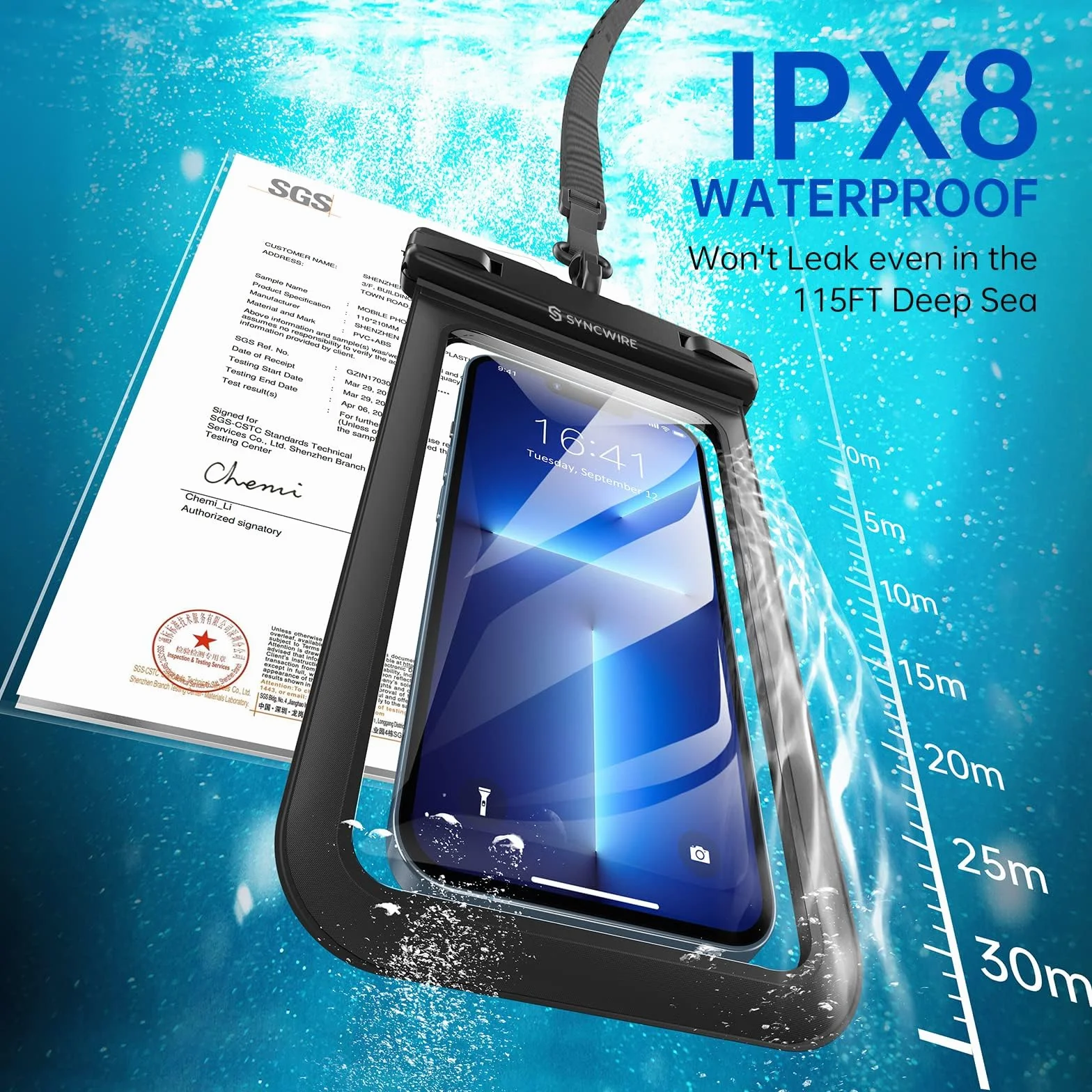 Syncwire wodoodporny futerał na telefon 7 cali 2 sztuki iPhone 14 13 12 11 Pro XS MAX Mini SE XR X 8 7 6+ Samsung Galaxy Huawei