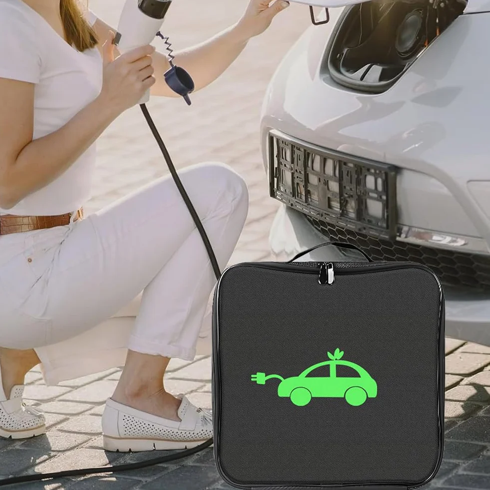 Kiuiom Torba Na Kable EV Wodoodporna Przenośna Kwadratowa Futerał Organizowania Przewodów Samochodów Elektrycznych Czarna