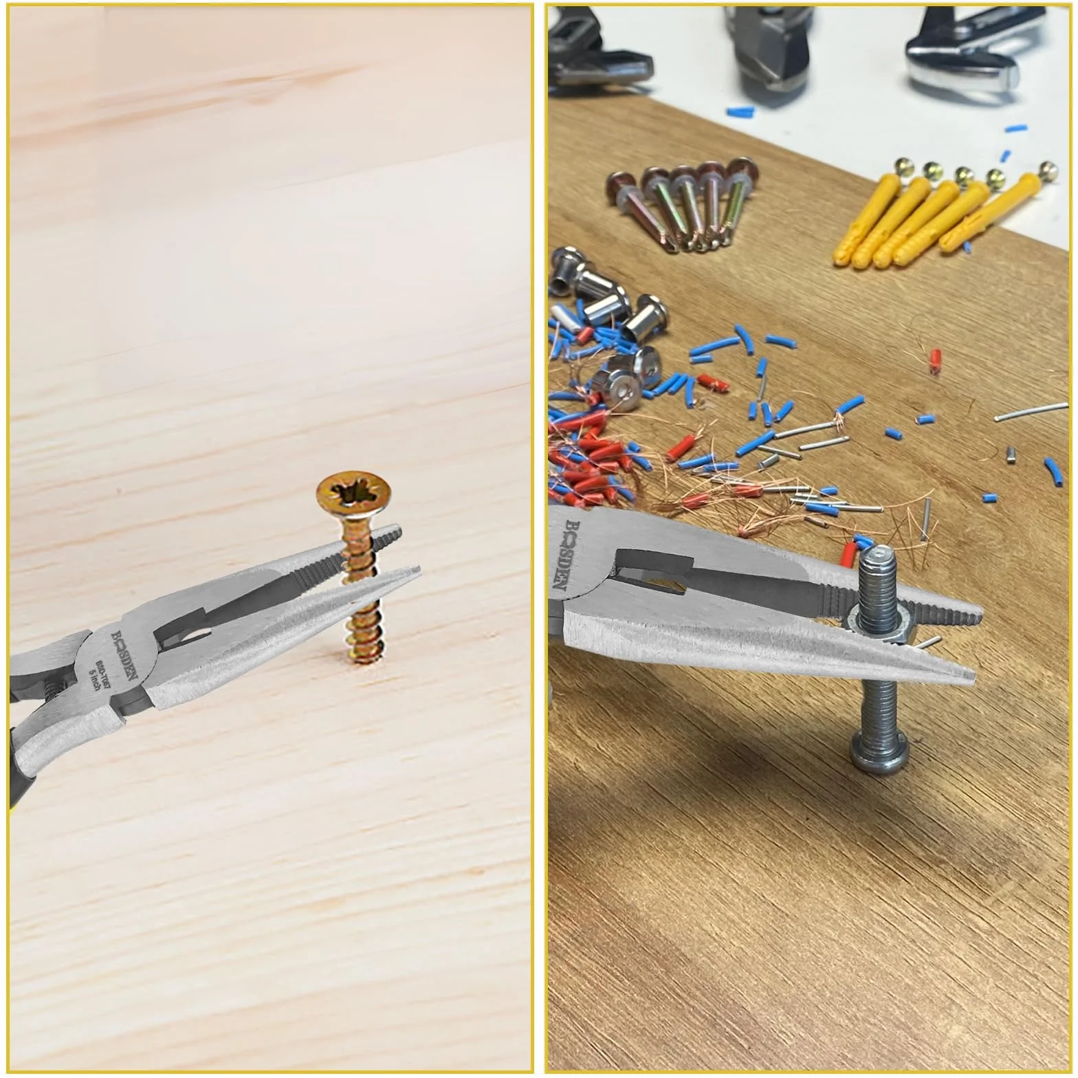 BOOSDEN Szczypce igłowe 12,5 cm, mini szczypce z długim noskiem, z bocznym obcinaczem, małe, precyzyjne szczypce igłowe do elektroniki, rękodzieła, tworzenia biżuterii