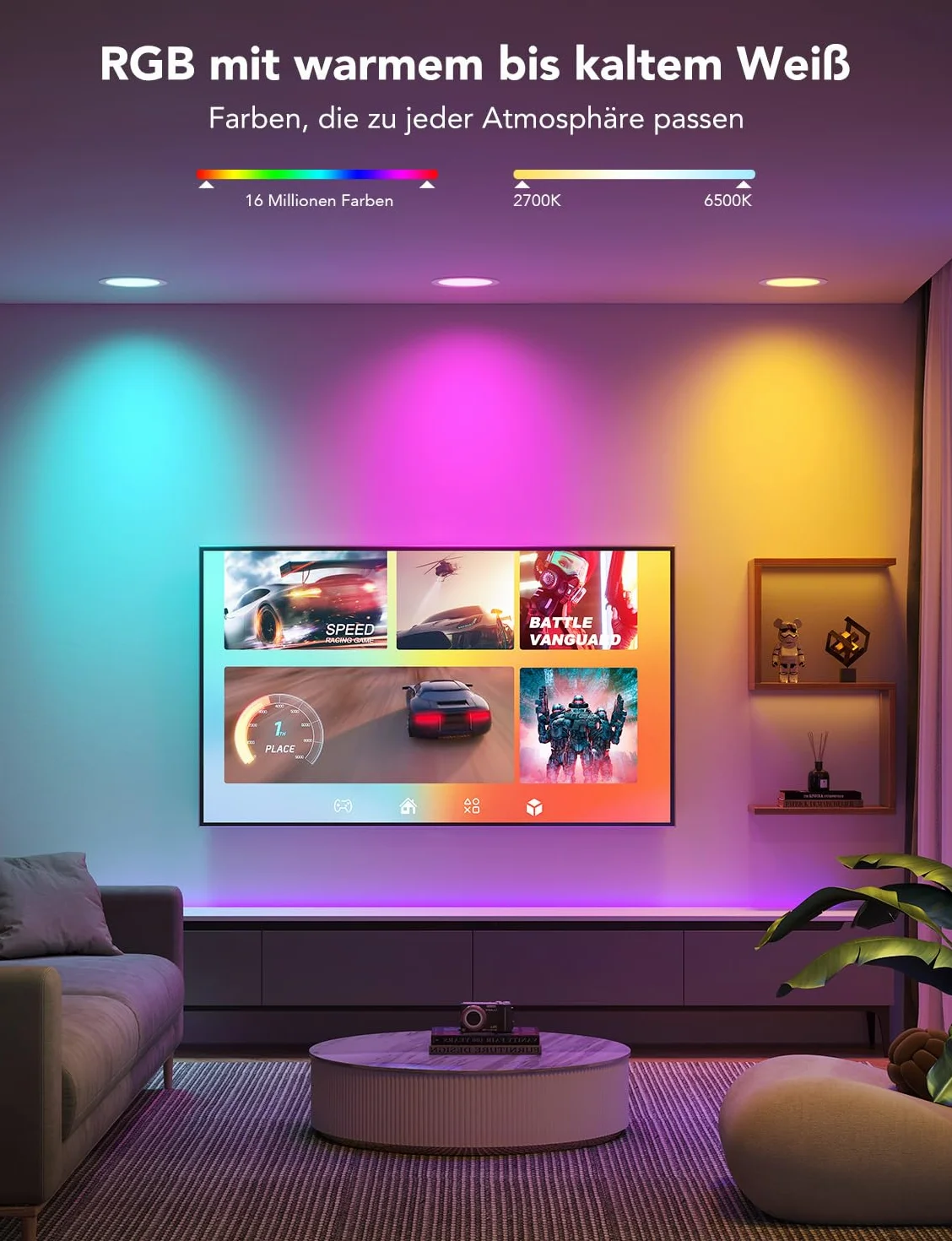 Govee Smart LED Reflektor do Zabudowy 11 W, RGBWW Lampy 120 mm, Ściemniane, Ultrapłaskie Reflektory Sufitowe, Kompatybilne z WiFi i Alexa 850 lm, do Łazienki