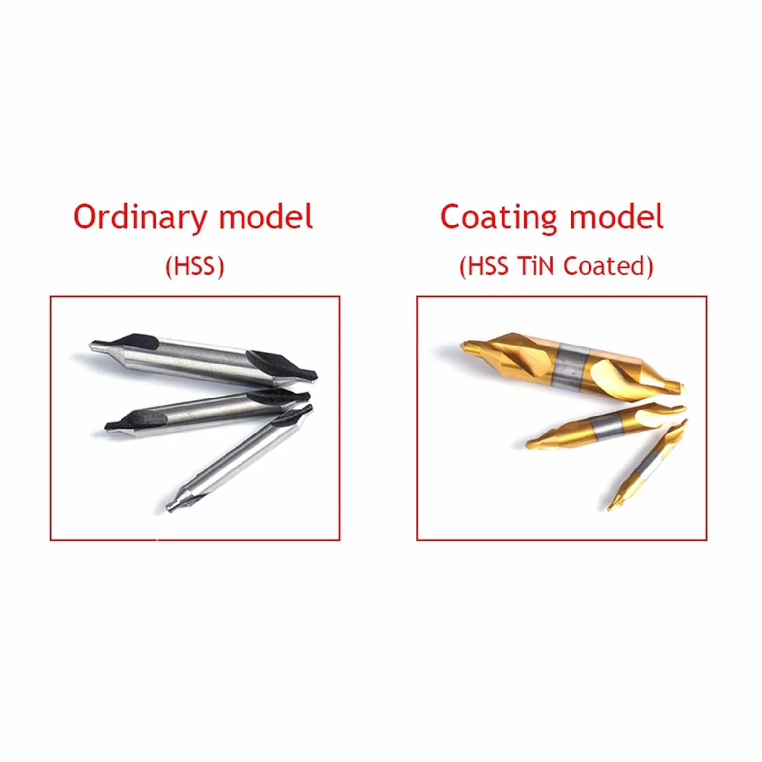 Wiertła centrujące HSS, Wiertło centrujące typu A HSS Ti-plated Kobaltowe rowki spiralne ze stali nierdzewnej Opakowanie 5 szt. A1.0 do A6(HSS TiN Coated,A2.5 (6MM)-10PCS)