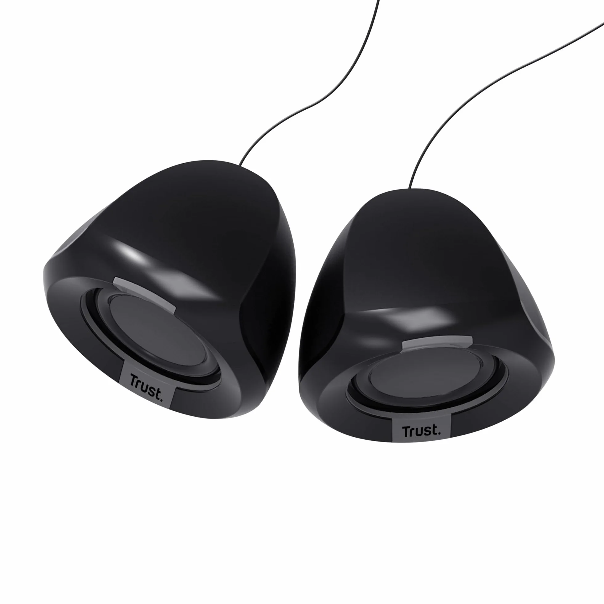 Trust Polo mały głośnik PC 2.0, 8 W (4 W RMS), kompaktowy zestaw głośników, zasilanie USB, zintegrowane sterowanie, AUX 3,5 mm, PC Box, komputer laptop – czarny