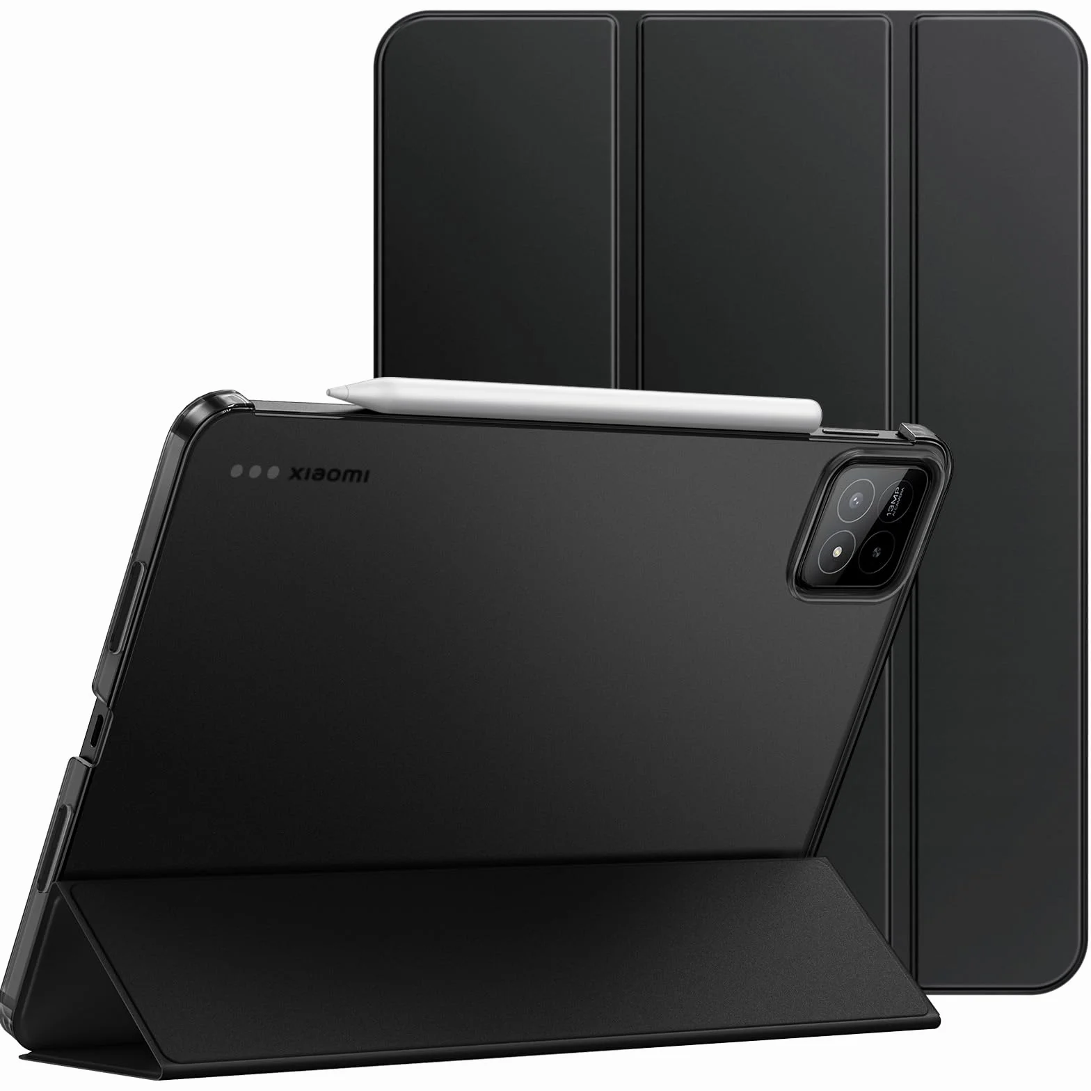 JETech Etui dla Xiaomi Pad 8/8 Pro & Pad 7/7 Pro (11,2 Cala, Model 2026/2025), Szczupły Półprzezroczysty Tył Składane na Trzy Podstawkę Ochronne Osłona Tabletu z Automatycznie Budzi/Spać (Czarny)