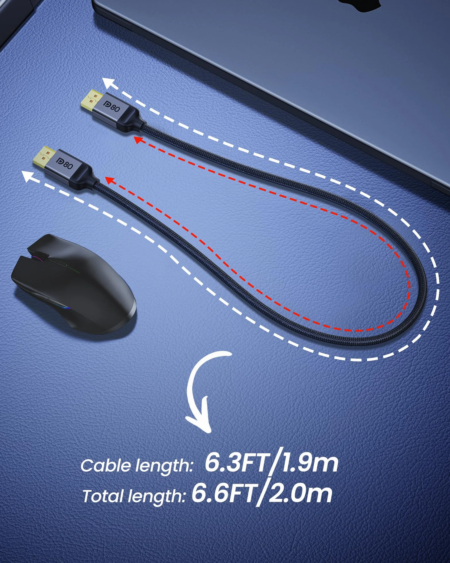 Silkland Kabel DisplayPort 2.1 80Gbps 2M DP80 8K@240Hz HDR FreeSync G-Sync UHBR20