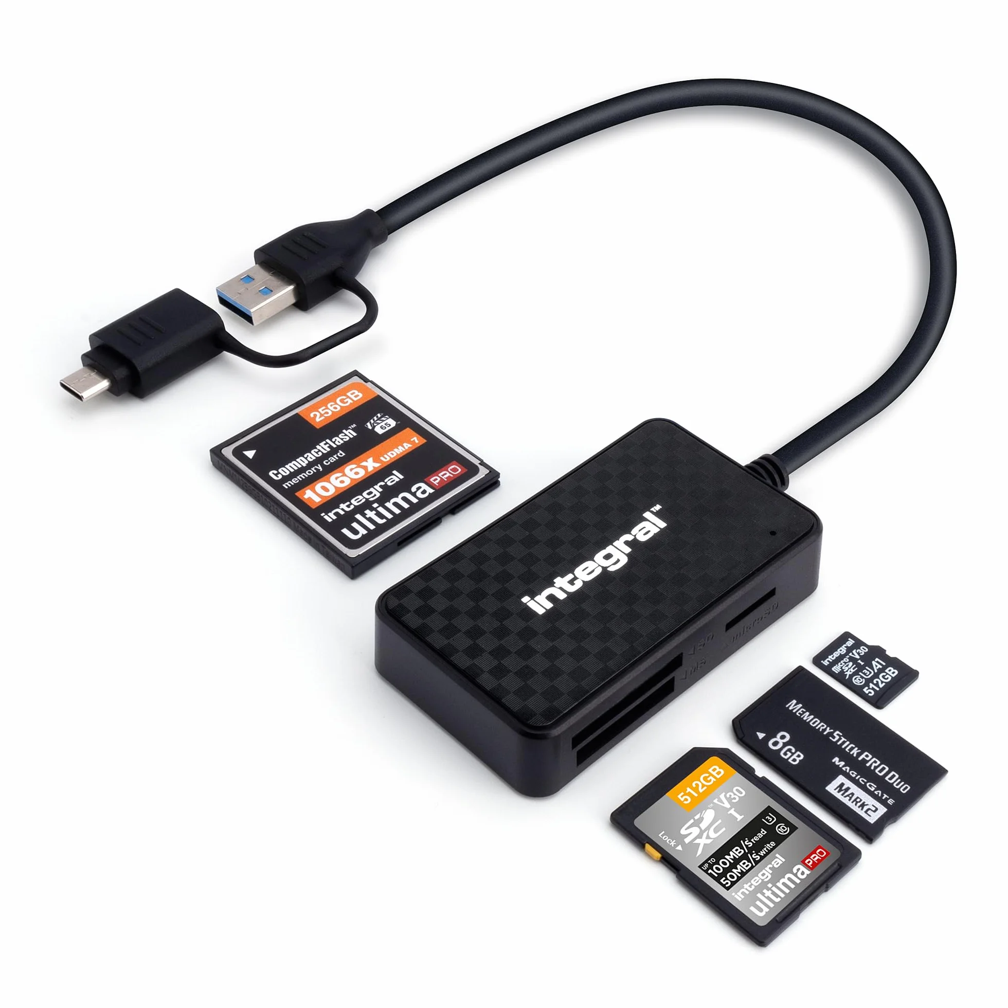 Integral Czytnik Kart Pamięci 4 w 1 USB 3.0 USB C do microSD SD Compact Flash MS Duo Pro