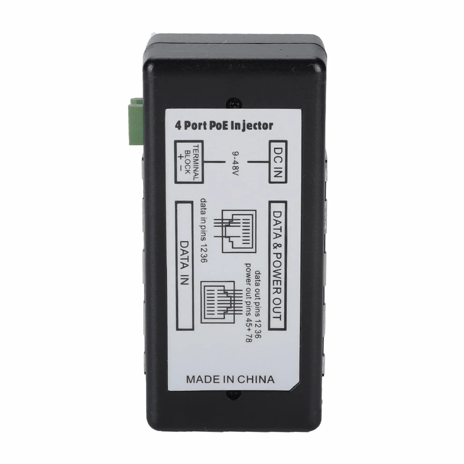 Przełącznik PoE 4-portowy 12-48V wtryskiwacz zasilania Ethernet do kamery IP