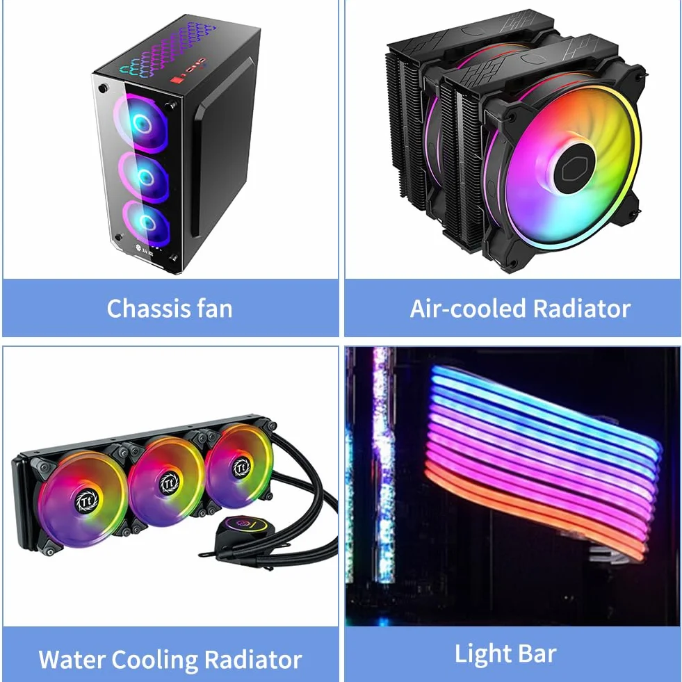 ARGB kontroler z pilotem zdalnego sterowania 5V 3-pin SATA Power RGB Fan Hub do wentylatorów