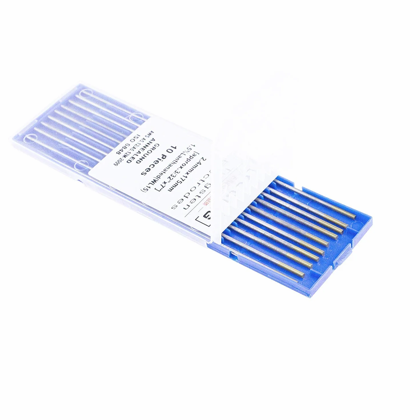 TIG spawane elektrody wolframowe, 1,5% lantan, WL15 (złoty), 2,4 mm x 175 mm z 10 sztuk w opakowaniu