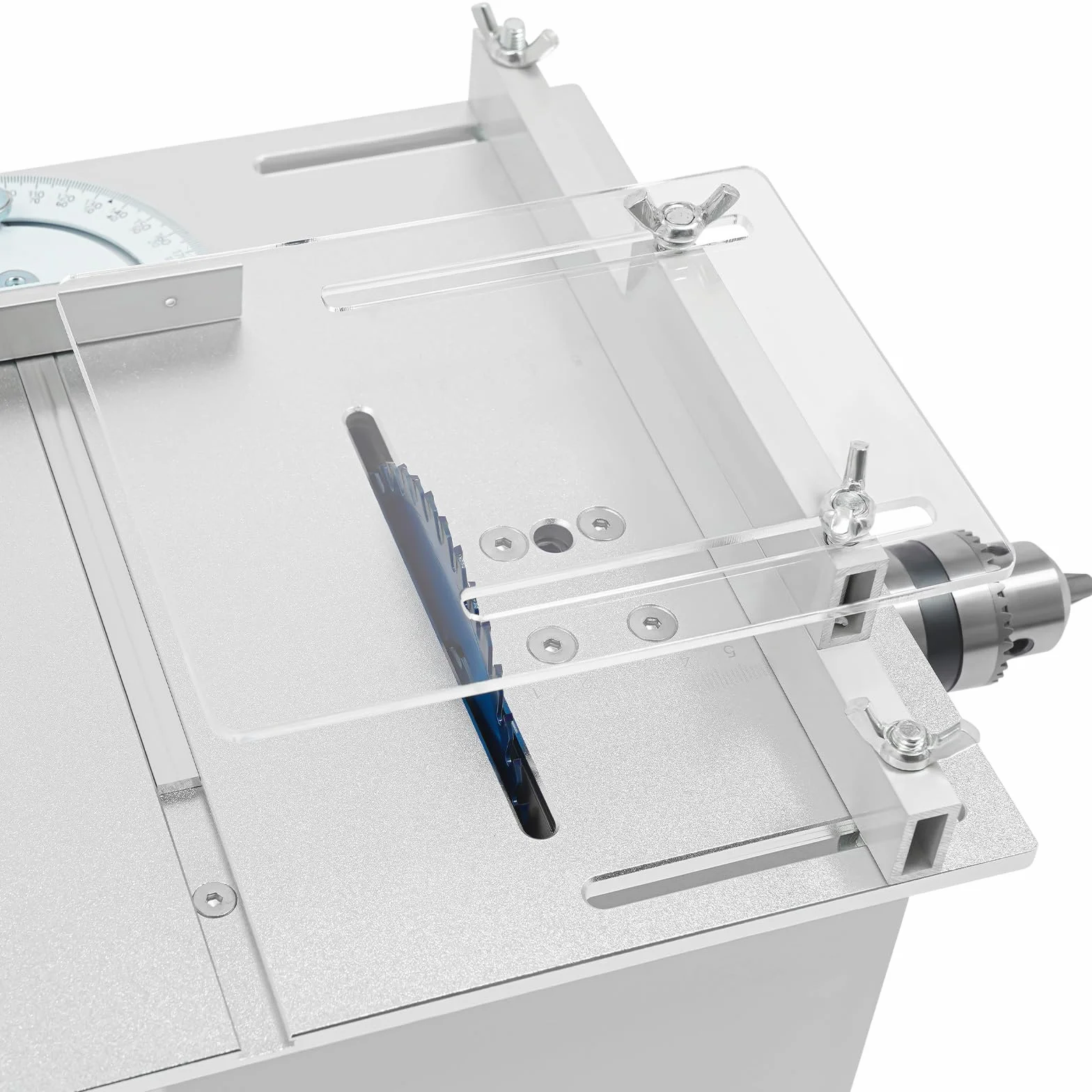 Mini stołowa pilarka tarczowa 96 W, mała z 7 stopniami prędkości, wychylna 0-180°, głębokość cięcia 0-29 mm, do drewna, aluminium, akrylu – idealna dla majsterkowiczów i warsztatów