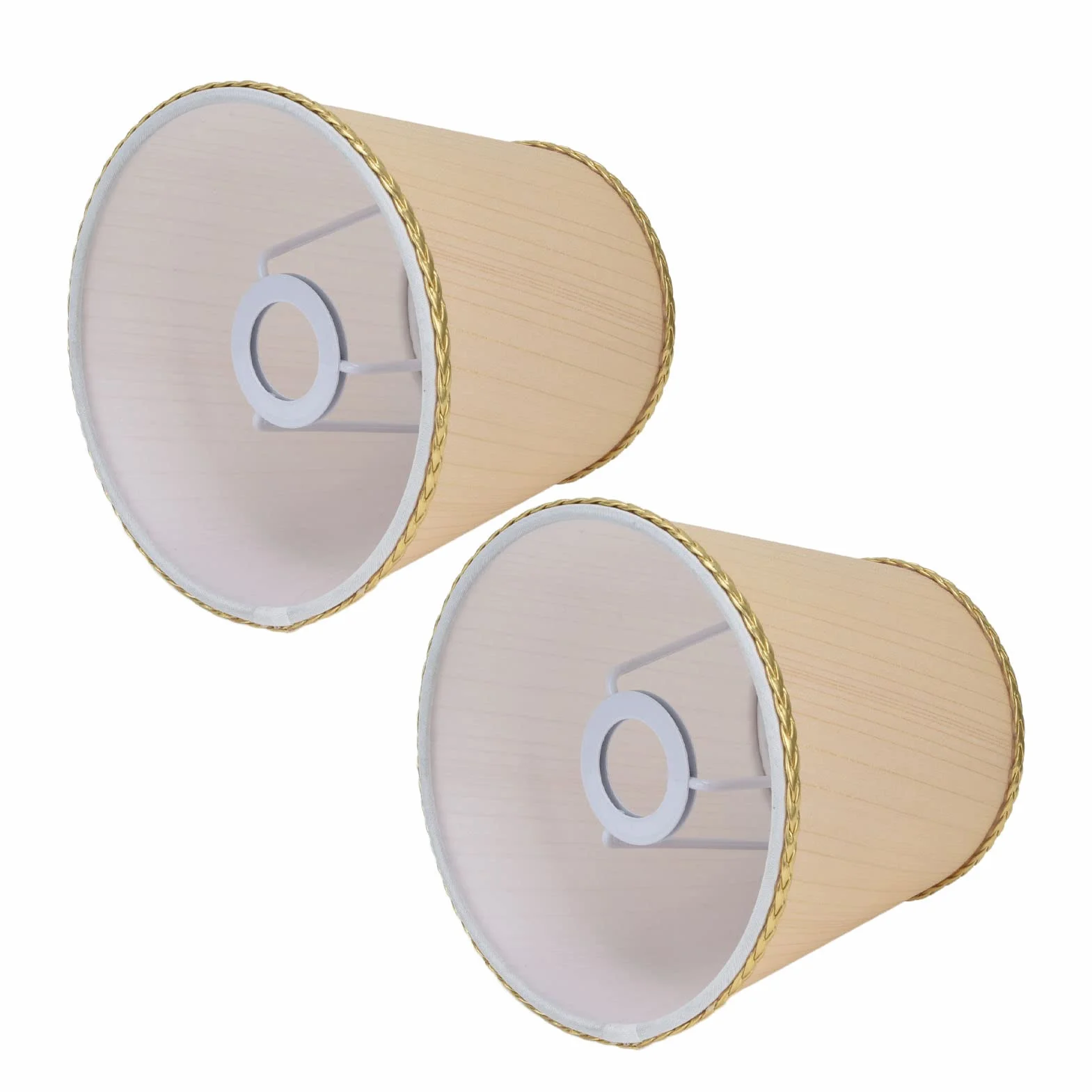 Mały Abażur, Materiałowy Abażur do Lampy Stołowej/podłogowej Mały Abażur Materiałowy Beżowy Abażur ze złotą krawędzią do Lampy Stołowej E14, Lampy Podłogowe