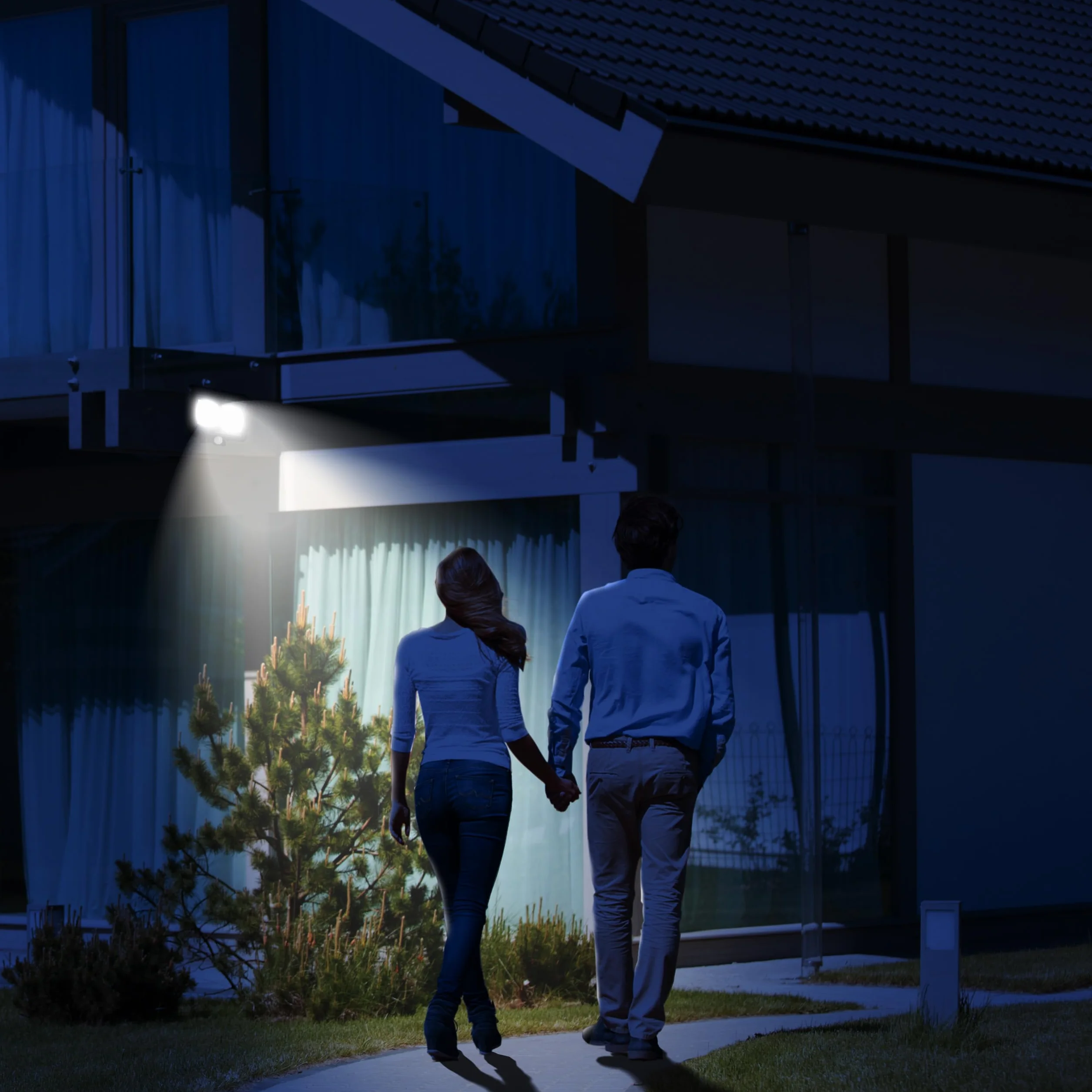 Retoo Lampy solarne do użytku na zewnątrz z czujnikiem ruchu, 98 diod LED, ulepszony model lampy solarne do ogrodu, lampy solarne na zewnątrz, idealna na taras, werandę, garaż, drzwi wejściowe