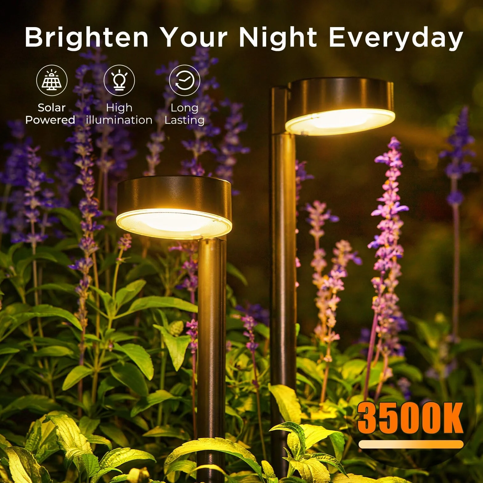 BUCASA Lampy solarne do ogrodu, 8 x 12 diod LED, jasne lampy solarne do użytku na zewnątrz, z dłuższym czasem pracy, wodoszczelność IP65, solarne lampy ogrodowe, dekoracja na trawnik, taras