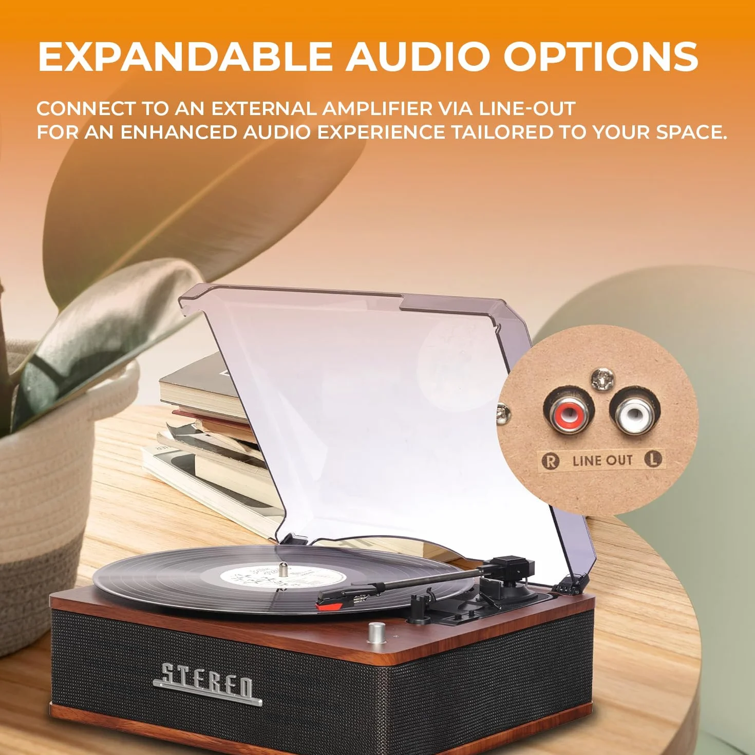 Gramofon retro z Bluetooth i wbudowanymi głośnikami – Denver VPB‑262 Multi-Speed Turntable Music System (33, 45/78 obr./min) z funkcją Line‑Out i AutoStop