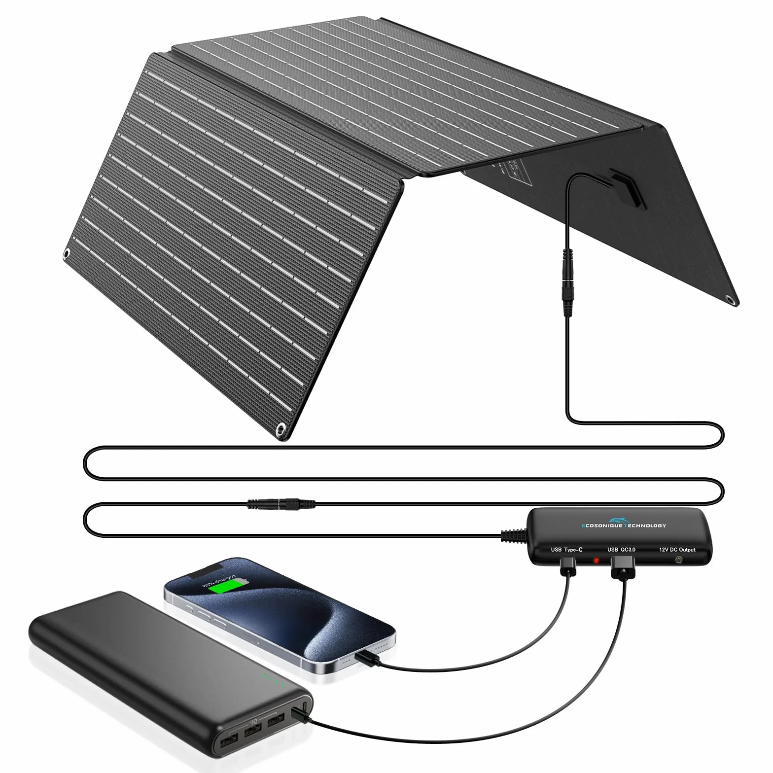 Ecosonique ładowarka solarna 30W USB A USB-C do telefonu komórkowego