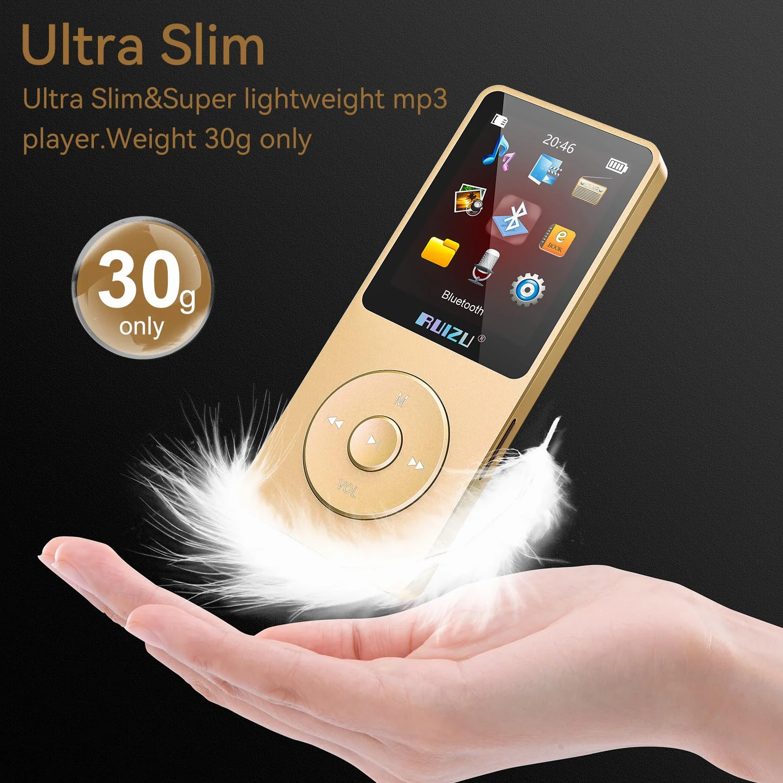 Odtwarzacz MP3 Bluetooth 5.3 64GB 1.8" ekran radio FM nagrywanie głosu 80H