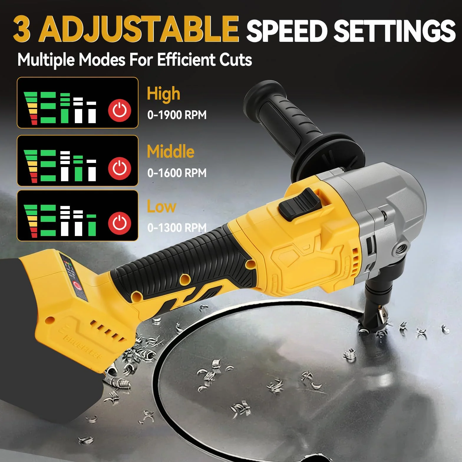 Akumulatorowe nożyce do blachy, kompatybilny z Dewalt 18/20 V, 2200 obr./min, 800 W, bezszczotkowe nożyce do metalu, obracany o 360°, 3-stopniowy stopień cięcia stali nierdzewnej, aluminium (bez