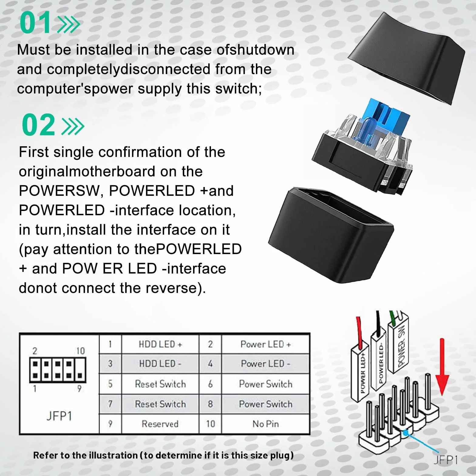 HENGBIRD PC Power Button, Przełącznik zasilania do komputerów stacjonarnych, komputerów desktop, Zewnętrzny przycisk startu zdalnego uruchomienia płyty głównej PC, Przełącznik włączania/wyłączania