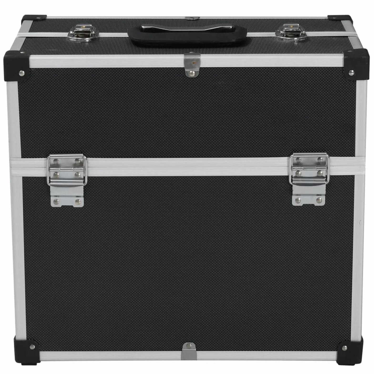 ShGaxin Skrzynka narzędziowa aluminiowa czarna 38x22,5x34 cm, wózek narzędziowy, organizer na narzędzia