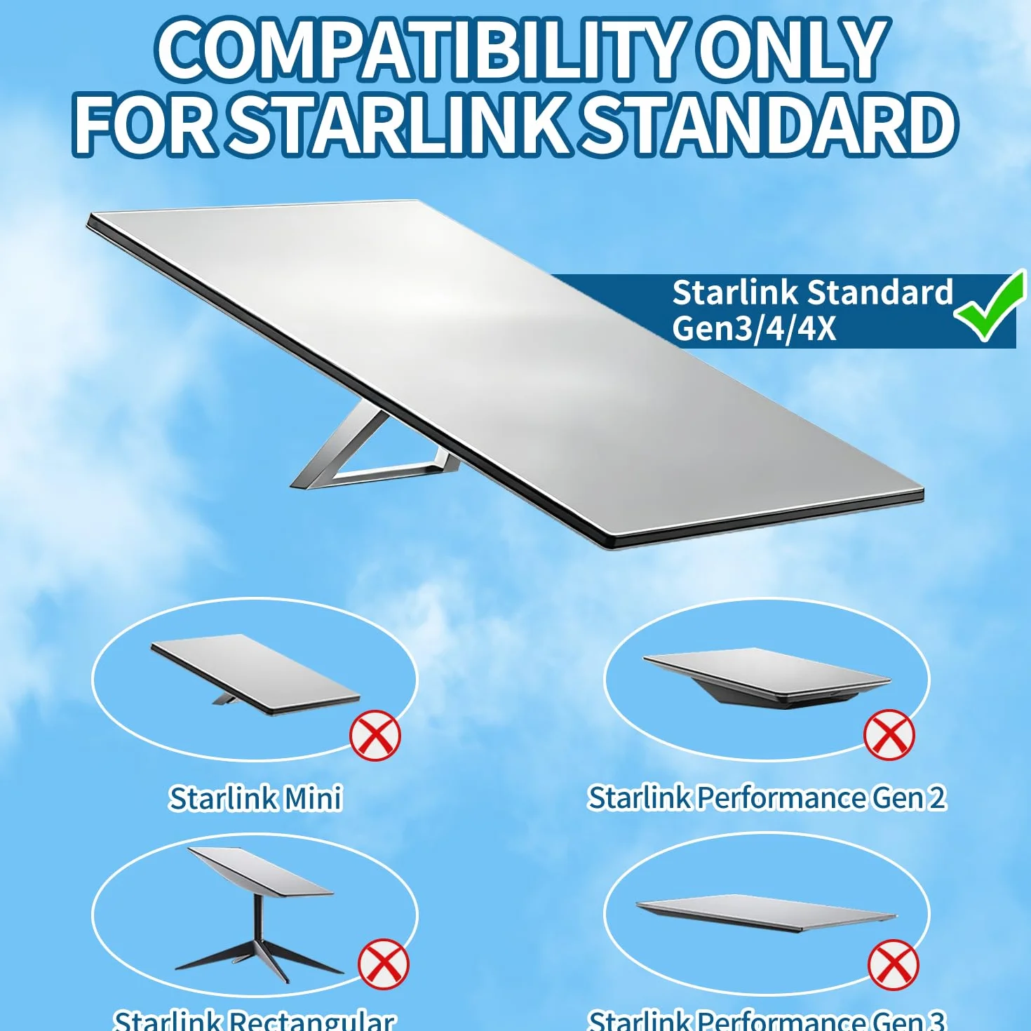 Uchwyt Gen 3 do Starlink, regulowany zestaw montażowy ściana/dach kompatybilny ze standardową anteną Starlink V3 z aluminiowym adapterem rury