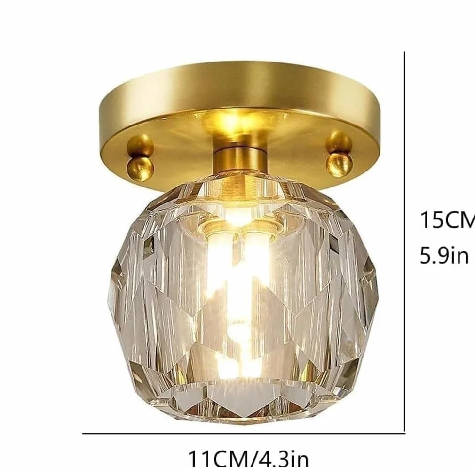 Lampa sufitowa LED do korytarza, złoty kryształ, oświetlenie wewnętrzne do salonu, sypialni, jadalni, na balkon, klatkę schodową, korytarz, do hotelu
