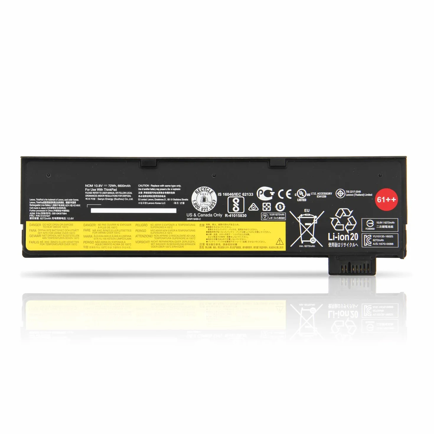 K KYUER Bateria do Lenovo ThinkPad T470 T480 T570 T580 72Wh 61++