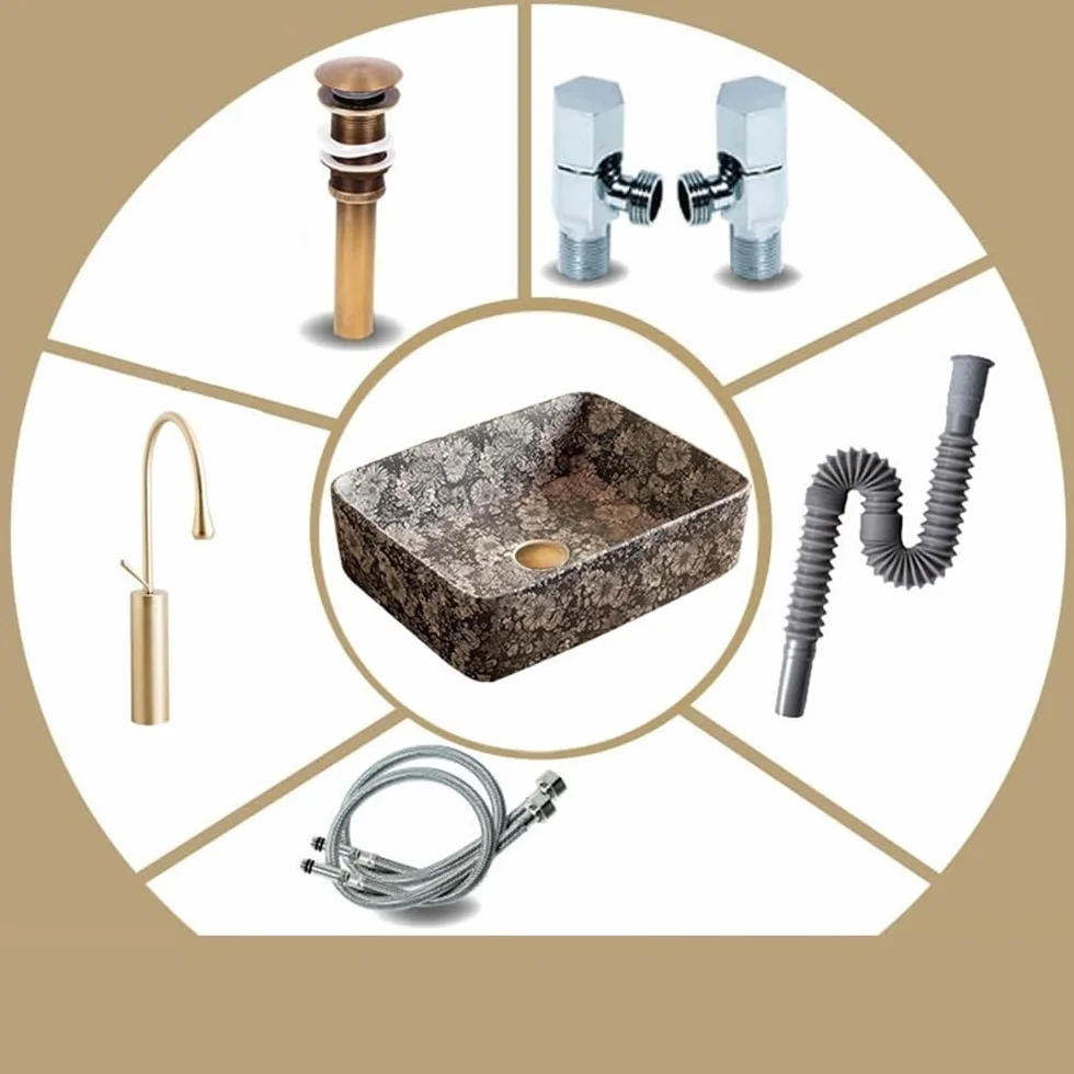 Vessel Vanity Sink kwadratowy blat umywalka do wewnątrz i na zewnątrz artystyczny zlew ceramiczny do łazienki, dziedzińca, hotelu z kranem, zestaw odpływowy nowoczesny blat